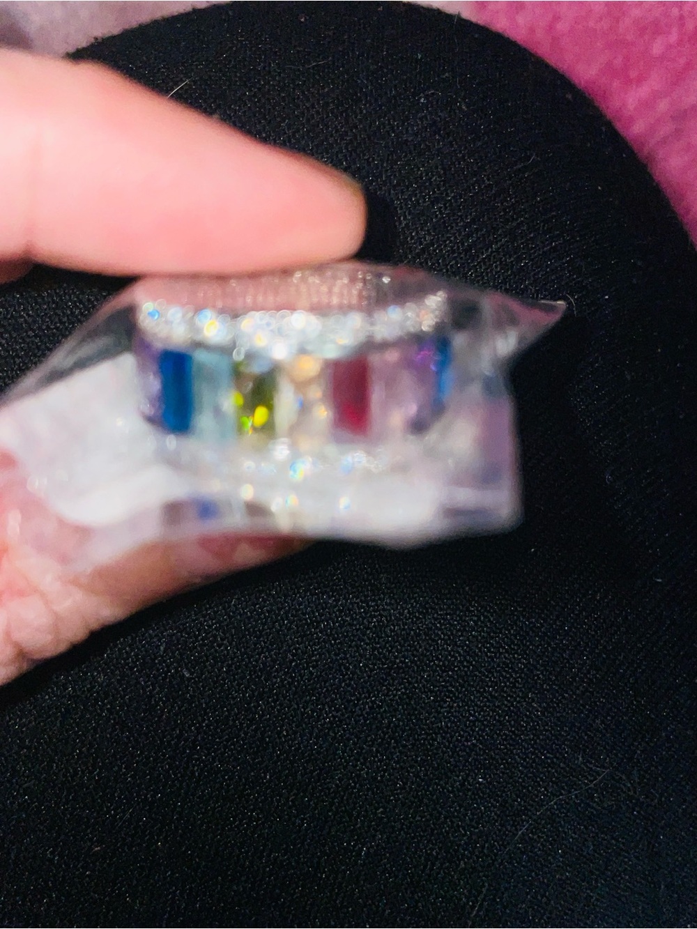 Women's Rainbow Gemstone Eternity Band Ring 925 Silver sz 9 - Picture 10 of 11